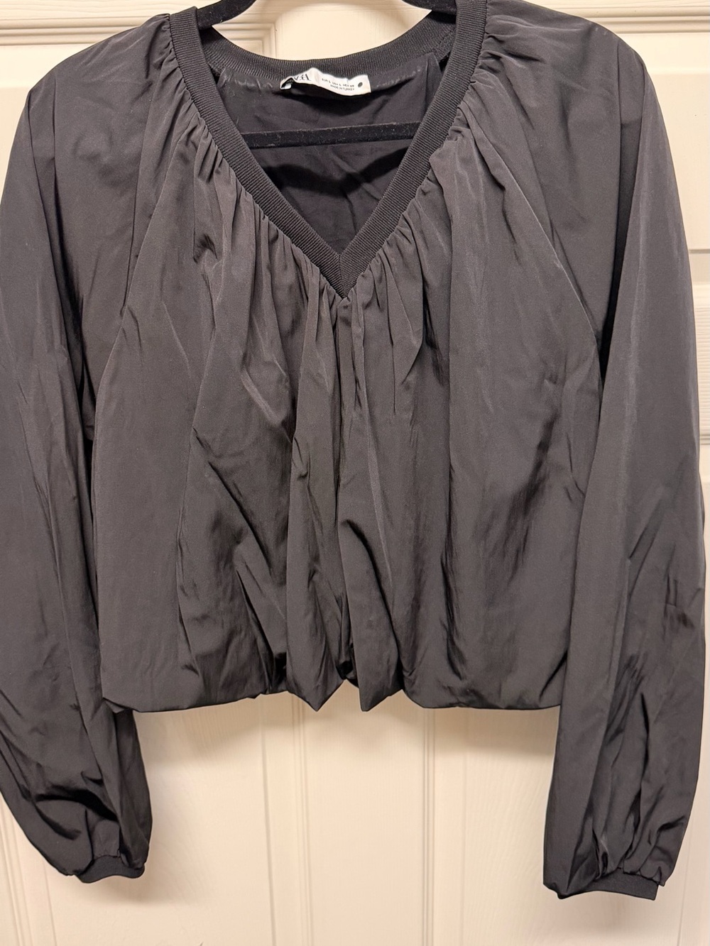 Zara Black V-Neck Long Sleeve Chemise